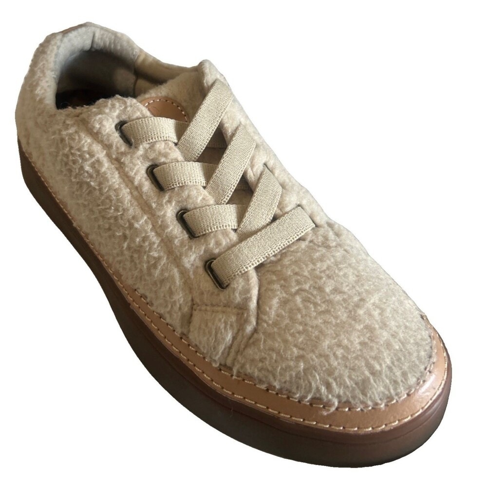 Revitalign Malibu Teddy Women 7.5B Beige Brown Lace Up Orthotic Comfort Sneaker